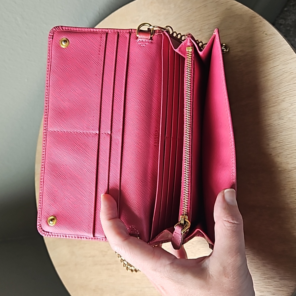 Prada Pink Leather Crossbody Bag Purse Chain Strap - Picture 9 of 17